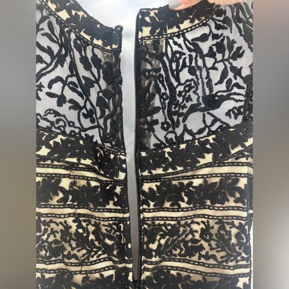 Jovani Black and Cream Lace Maxi Dress - Evening Gown - Size 10 - Picture 14 of 16